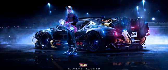 Car Cyberpunk Night Road