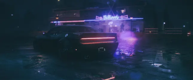 Car Futuristic Night Rain