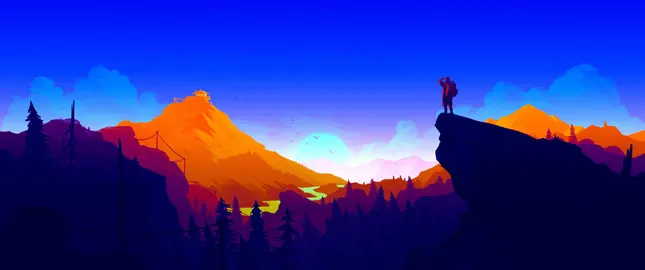 Mountain Cliff Sunset Silhouette